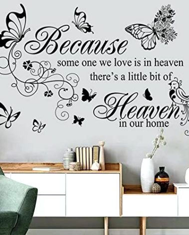 Wall Decals Inspirational Wall Saying Because Someone We Love is in Heaven Vinyl Wall Decor Peel and Stick Lettering Words Memory Wall Art Sign Wall Sticker for Living Room Bedroom Home Decor.
