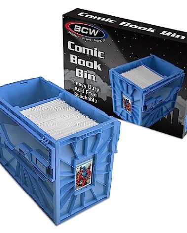 BCW Short Comic Book Bin | Holds 150 Comics | Stackable Plastic Storage | Acid-Free Organizer | Blue, Single