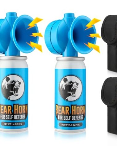 2Pack 1.4oz Bear Horn Self Defense 123dB Loud Air Horn Audible up to 1/2 Mile Safety Air Horn for Wild Animals Bear Alarm for Hiking Climbing Camping and Outdoor Protection