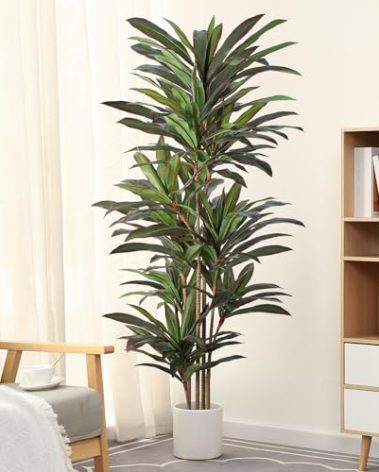 FLOWORLD Dracaena Artificial Plant 6ft Red Yucca Silk Tree Faux Plants Indoor Tall Fake House Floor Plants Realistic Artificial Trees for Home Office Decor Indoor Outdoor Housewarming Gift