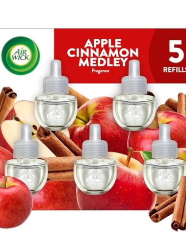 Air Wick Plug in Scented Oil Refill, Apple Cinnamon Medley, 5ct, Air Freshener, Essential Oils