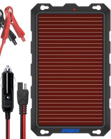 POWOXI 3.3W-Solar-Battery-Trickle-Charger-Maintainer -12V Portable Waterproof Solar Panel Trickle Charging Kit for Car, Automotive, Motorcycle, Boat, Marine, RV, Trailer, Powersports, Snowmobile, etc.