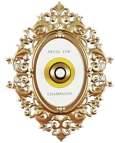Press for Champagne Button - Mini Ring Bell, Wall Plaque Ornament Gift for Party, Christmas, Home, Bedroom, Hotel