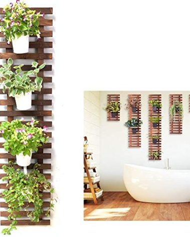 ShopLaLa Wall Planter - Hanging Wooden Wall Planter for Indoor Outdoor Plants, Vertical Garden, Plant Wall Mount Planter, Air Plant Succulent Holder for Flower Pot Display Hanger Frame 47.2" (120cm)