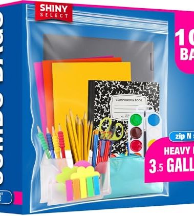 [100 Count] Mega Pack of XLarge Bags Jumbo 3.5 GALLON BIG Size Clear Thick Freezer Food Storage Bags for Toys, Arts, Crafts, Moving, Clothing & Closet Organization (packaging may vary)