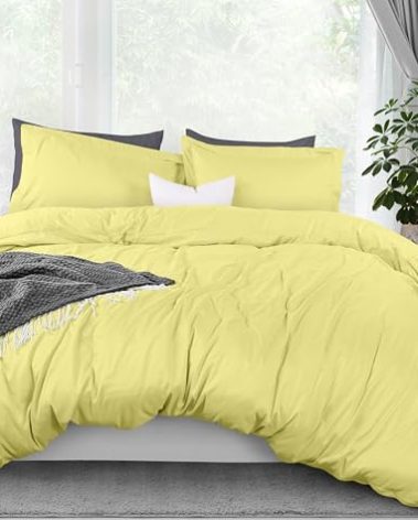 Utopia Bedding Duvet Cover King Size - 3 Piece with Zipper Closure - 1 Comforter Cover 104X90 Inches & 2 Pillow Shams 20X36 Inches (Yellow) Comforter Not Included