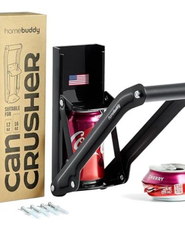 HomeBuddy Can Crusher for Recycling - 12 Oz. and 16 Oz. Can Crusher Wall Mounted for Aluminum - Compact and Easy to Use, Mounting Rivets Included, Man Cave Accessories