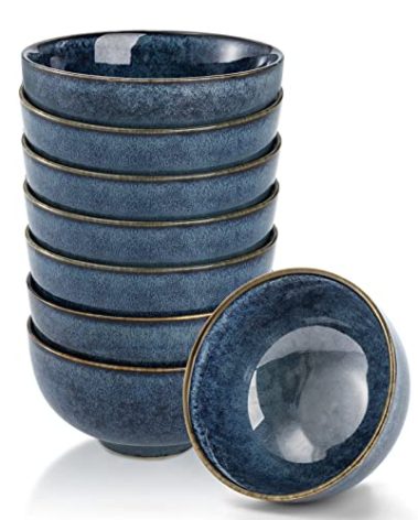 ZOOFOX Set of 8 Small Bowls, 10 Ounce Ceramic Bowls for Side Dishes, Reactive Glazed Serving Bowls for Rice, Cereal, Ice Cream, Condiments, Snacks
