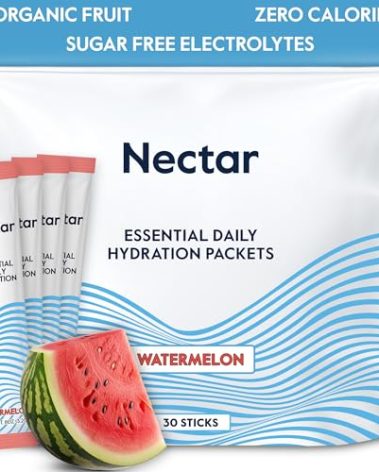 Nectar Hydration Packets - Electrolytes Powder Packets - No Sugar or Calories - Organic Fruit Liquid Daily IV Hydrate Packets for Dehydration Relief and Rehydration (Watermelon 30 Pack)