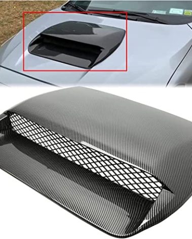 KUAFU Front Hood Scoop Compatible with 2015-2021 Subaru WRX STI w/Mesh Grille Hood Cover Air Flow Intake Plastic Carbon Fiber Style