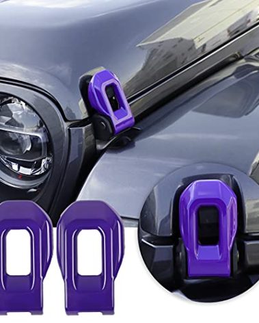 Voodonala for Jeep JL ABS Hood Latches Engine Buckle Bonnet Fastener Engine Cover Decor Trim Protction Cover for 2018-2025+ Jeep Wrangler JL JLU Gladiator JT Exterior Accessories Purple 2pcs