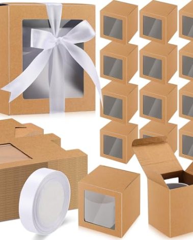 Ctosree 50 Pcs Mug Boxes for Gifts Sublimation Mug Box with Clear Window for Coffee Cup Packaging Shipping Exhibition for 11oz, 12oz, 15oz Blank Gift Wrapping Craft(Brown)