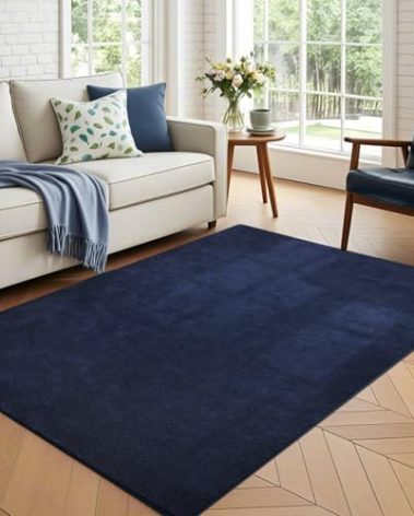 Area Rugs for Bedroom Living Room, Soft 4x6 Memory Foam Indoor Rug, Non-Slip Low Pile Fuzzy Shaggy Carpet for Kids Room Nursery Home Decor, Blue