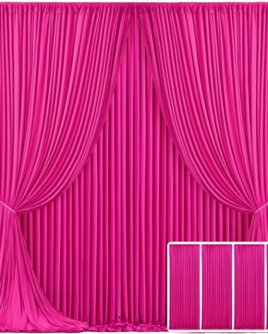 4 Panels Fuchsia Backdrop Curtain for Parties Birthday Party Wrinkle Free Hot Pink Photo Curtains Backdrop Drapes Fabric Decoration for Wedding 20ft(W) x 10ft(H)