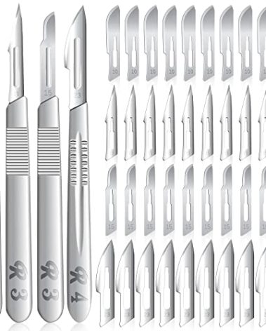 80 PCS Scalpel Blades #10#11#15#23 Scalpels Surgical with 4PCS Handle & Storage Box,Individually Wrapped High Carbon Steel Blades for Sculpting, Cutting,Crafts & More