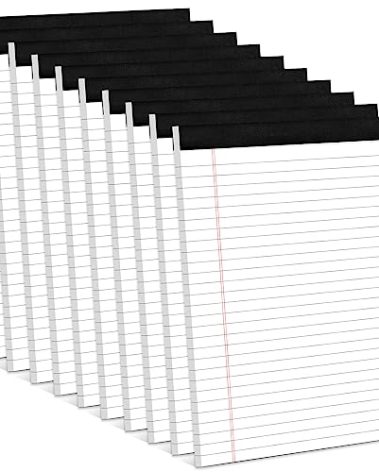 Note Pads 8.5 x 11 Inch, 10 Pack, Legal Pads 8.5 x 11, 30 Sheets Each, Wide/Legal Ruled, White Lined Legal Pads, Micro Perforated, Premium Thick Paper, Paper Pads Lined Writing Pads for School Office