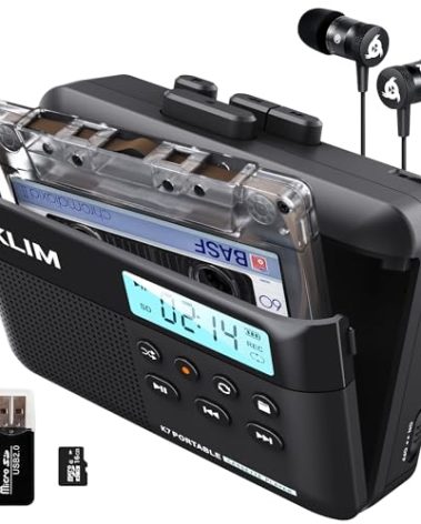 KLIM K7 Cassette Tape Player + Cassette to MP3 Converter + Portable Cassette Player + Walkman Cassette Player + Built-in Microphone & Speaker + Rechargeable Battery + Earphones + 16GB SD Card