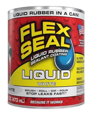 Flex Seal Liquid, Rubber Coating Sealant, Waterproof, Flexible, Breathable, and UV Resistant, Roof Repair, Basements, RV, Campers, Trailers, Marine, EPDM, Masonry, White, 16 oz