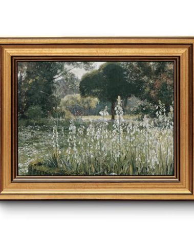 HUARCEY Framed Canvas Wall Art Prints, Living Room Shelf Vintage Decor Aesthetic, Wild Hyacinths Landscape Paintings Farmhouse Wall Decor, Retro Table Desk Decorationsfor Bedroom Bathroom, 8x10Inch