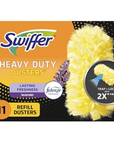 Swiffer Dusters Refill for Cleaning, Feather & Microfiber Duster Disposable Alternative, for Dusting Furniture, Blinds, Ceiling Fans, Walls, Helps Remove Allergens, Heavy Duty, Lavender, 11ct