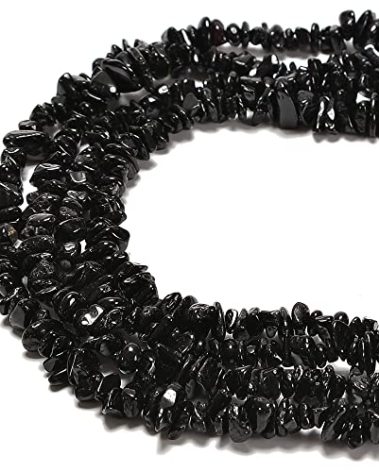 jodaying 5-8mm Natural Black Tourmaline Gemstone Chips Loose Beads Semi Precious for Jewelry Making DIY Handmade Craft Supplies 1 Strand per Bag Approxi 34"