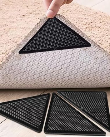 Muddy Mat® Heavy Duty Non-Slip Reusable Rug Corner Pads - Double-Sided Adhesive Pad for Corners and Sides on Hardwood Floors, Area Rugs - Keep Your Rug in Place (Pack of 4)