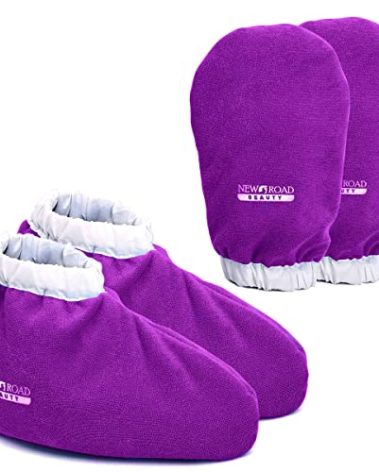 New Road Beauty - Paraffin Wax Mitts for Hand and Foot, Thick Heat Therapy Insulated Terry Cloth for Paraffin Treatments, Use For Pedicure Foot Spa - Purple