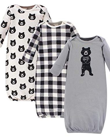 Yoga Sprout Unisex Baby Cotton Gowns, Bear Hugs, 0-6 Months