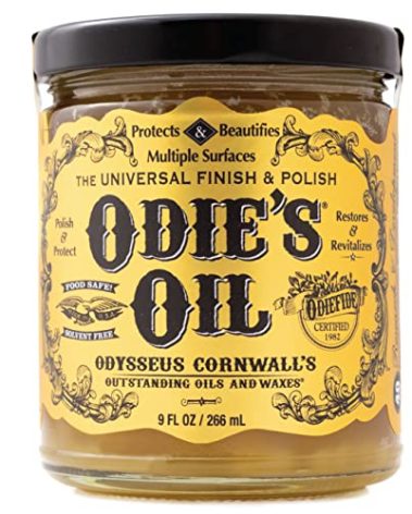 Odie's Oil • Universal Finish for Wood • Leather • Plastic • Vinyl • Metal and More • 9 Ounce Glass Jar • Food Safe and Solvent Free Non Toxic Finish