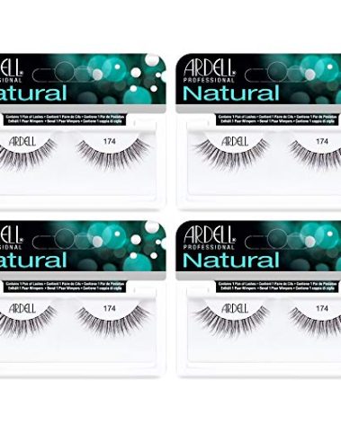 Ardell Lashes Natural 174 - Lightweight, Natural Looking False Eyelashes, Long-Lasting Strip Lash for Everyday Wear, 4 Pack