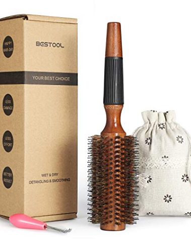 BESTOOL Round Hair Brush for Women or Men, Boar Bristle Hairbrush for Quick Blowout, Add Shine/Volume, Minimize Damage (2.5 Inch)