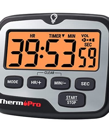 ThermoPro TM01 Kitchen Timers for Cooking with Count Up Countdown Timer, Digital Timer for Kids Students with Touch Backlight, Study Timers for Classroom Teacher Supplies