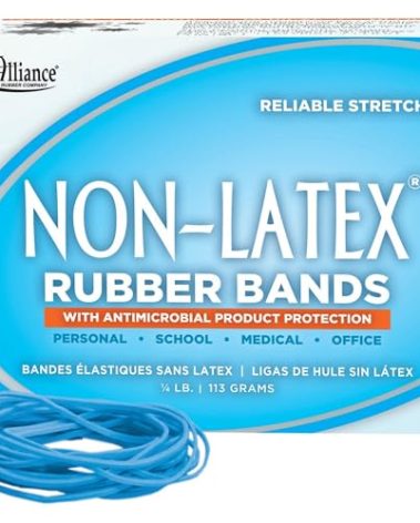 Alliance Rubber 42199#19 Non-Latex Antimicrobial Rubber Bands, 1/4 lb Box Contains Approx. 360 Bands (3 1/2" x 1/16", Cyan Blue)