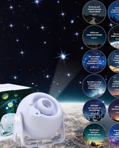 Aurelema Bible Verses Projector Galaxy Projector Includes 12 Interchangeable Christian Discs Night Light Set Project Religious on Walls or Ceilings for Gift(Bible)