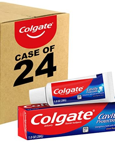 Colgate Cavity Protection Toothpaste with Fluoride, Minty Great Regular Flavor, Anti Cavity Toothpaste, 24 Pack, 1 Oz Tubes