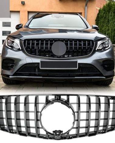 Front Bumper Grille For 2016 2017 2018 2019 Mercedes-Benz GLC-Class GLC 250 300 350e 43 AMG Suv Coupe Models Front Center Grill With Black Trim