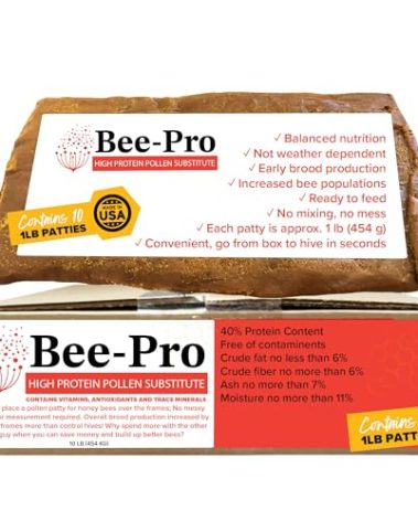 Mann Lake Bee-Pro Patties, Enhanced with Pro Health Digestive Aid, Boosts Brood Production, Protein Pollen Substitute, 10 Lbs