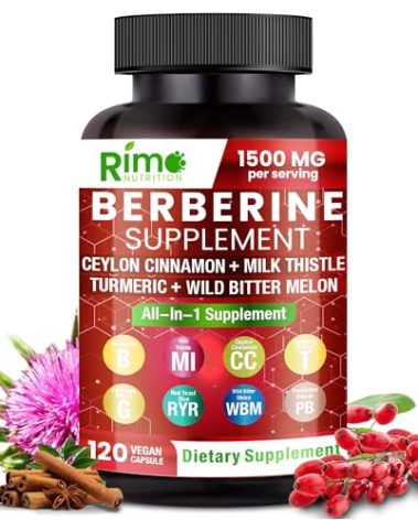 Rimo Nutrition - Berberine with Ceylon Cinnamon - Berberine Supplement - Bitter Melon - Red Yeast Rice, 120 Capsules Non-GMO and Gluten Free