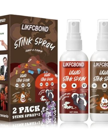 LIKFCBOND Stink Spray Extra Strong, 2 PCS Novelty Funny Stinky Spray, Halloween Joke Prank Stink Spray, Ultimate Funny Prank Party Stink Spray (Stink & Skunk, 50 ML*2)