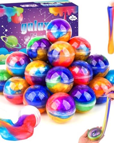 36 Pack Galaxy Slime Balls for Kids - Stretchy, Non-Sticky, Mess-Free Stress Relief Toys, Party Favors, Classroom Rewards, Goodie Bag Stuffers for Boys & Girls