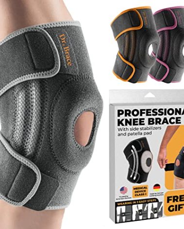 DR. BRACE ELITE Knee Brace with Side Stabilizers & Patella Gel Pads for Maximum Knee Pain Support and fast recovery for men and women-Please Check How To Size Video (Moon, Large)