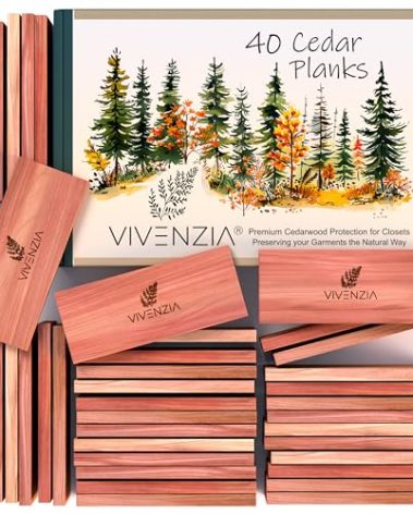 Vivenzia Cedar Blocks for Clothes Storage -40 Planks- Cedar Planks for Closets, Closet Deodorizer Odor Eliminator