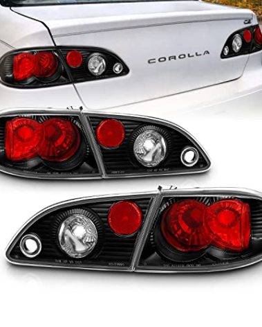AmeriLite Black, Replacement Brake Taillights Set For 98-02 Toyota Corolla - Passenger and Driver Side