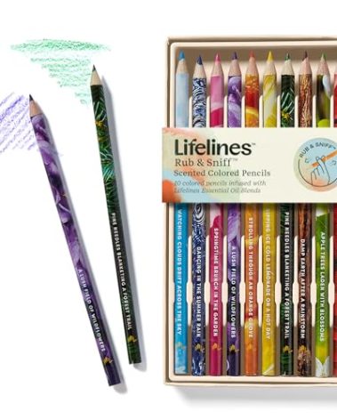 Lifelines Scented Colored Pencils, 10-Pack Classic Palette - Rub & Sniff Color Pencil Set Infused with Essential Oil Blends for Arts & Crafts, Coloring Books & School Supplies