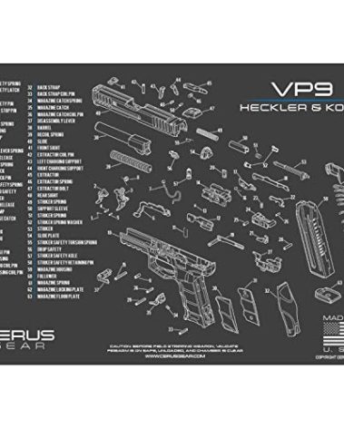 EDOG Heckler & Koch VP9 Cerus Gear Schematic (Exploded View) Heavy Duty Pistol Cleaning 12x17 Padded Gun-Work Surface Protector Mats Solvent & Oil Resistant