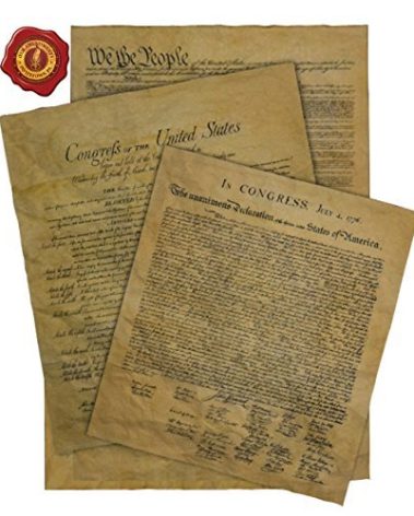 Documents of Freedom Bundle. Declaration of Independence, United States Constitution and the Bill of Rights. Reduced in size for ease in framing.