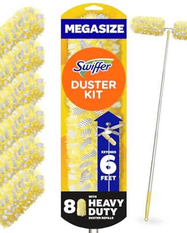 Swiffer Duster Kit with 6 ft Super Extendable Handle, Heavy Duty Starter Kit with 8 Refills