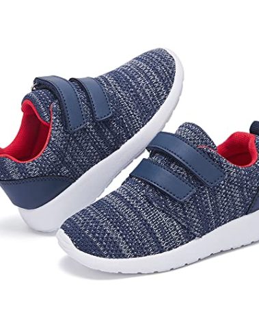 HIITAVE Toddler Boys Girls Shoes Breathable Trail Running Sneakers Lightweight Tennis Shoes Navy/Red 9 M US Toddler