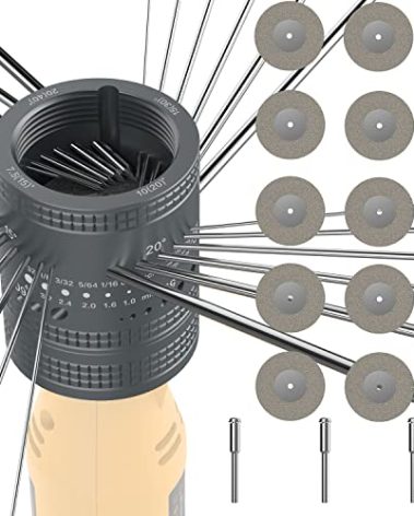 SONNLER Tungsten Electrode Sharpener Grinder Head,TIG Welding Tool with Cut-Off Slot with 6 size 8Angles, 48 Holes, 10 Double Diamond Wheels, 3 CNC Mandrel Suitable For Most Rotary tool