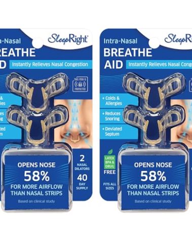 SleepRight Intra-Nasal Breathe Aids Breathing Aids for Sleep Nasal Dilator Snore Reducer - 2 Pack (4 Count)
